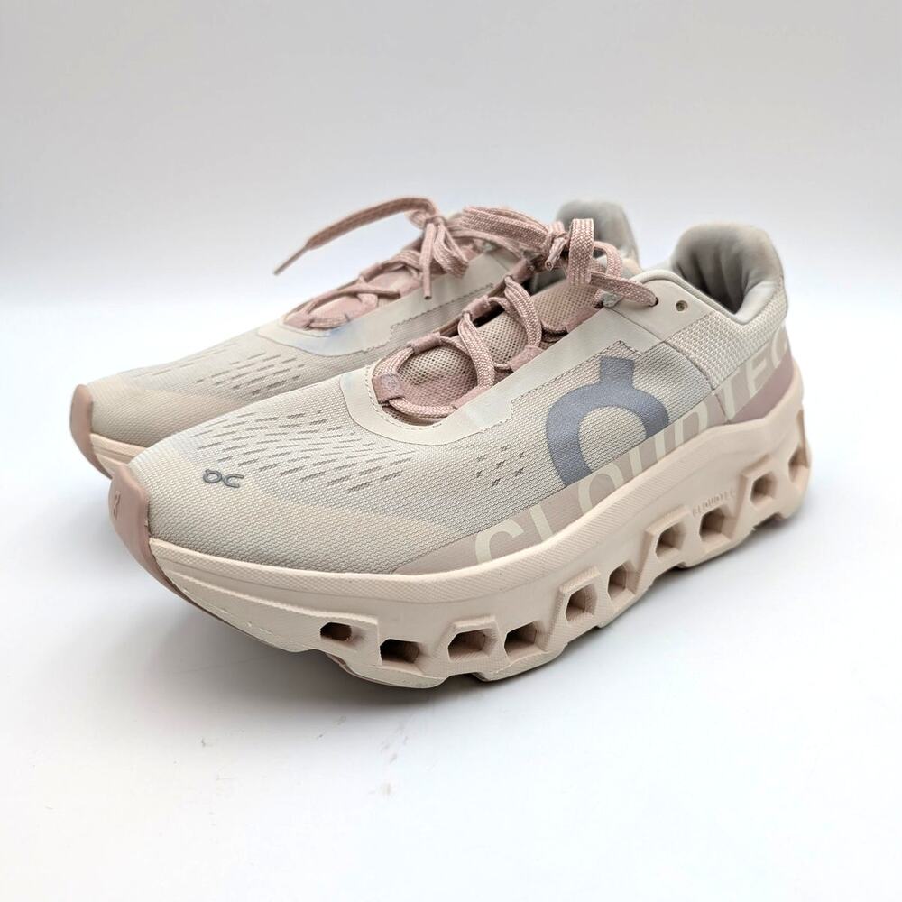 On Cloudmonster Running Sneaker Shoes Women's Moon/Fawn Size USW8.5 EU40